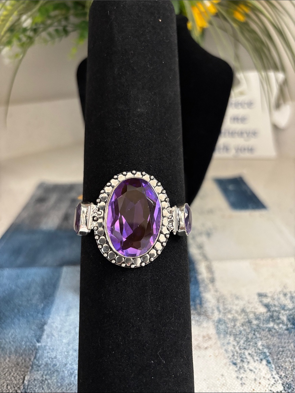 Sterling Silver Amethyst Gemstone Pendant Bracelet